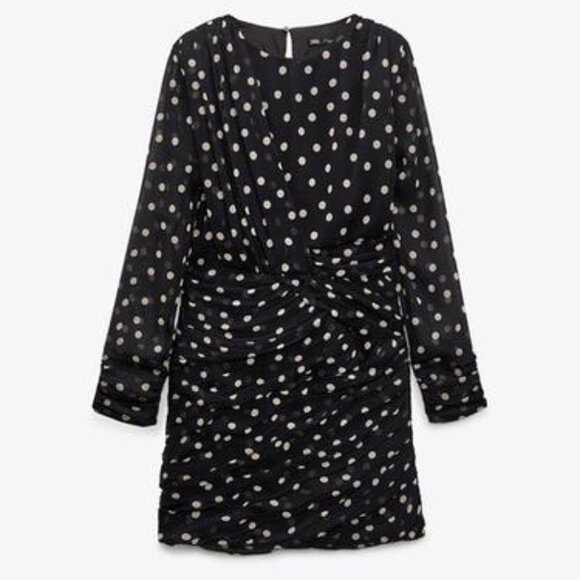 Brand New Zara drapped polka dot dress - Picture 2 of 10